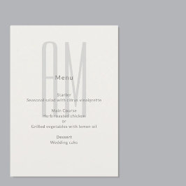 Menú Architectural Monogram Minimal Wedding