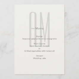 Menú Architectural Monogram Minimal Wedding