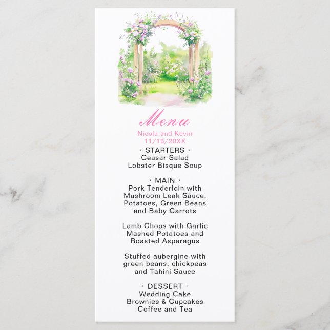 Menú Arco de boda floral de primavera (Anverso)