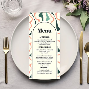 Menú Arco de remolino retro verde menta rosa boda