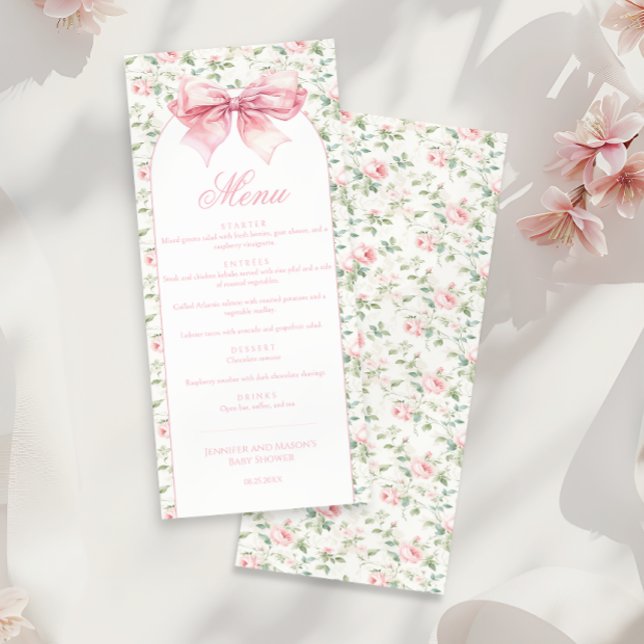 Menú Arco floral chic de Shabby con ducha de bebé (Subido por el creador)