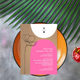 Menú Arcos florales Boda monograma rosa