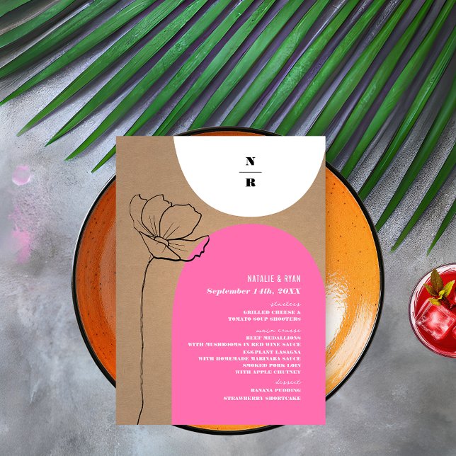 Menú Arcos florales Boda monograma rosa (Subido por el creador)