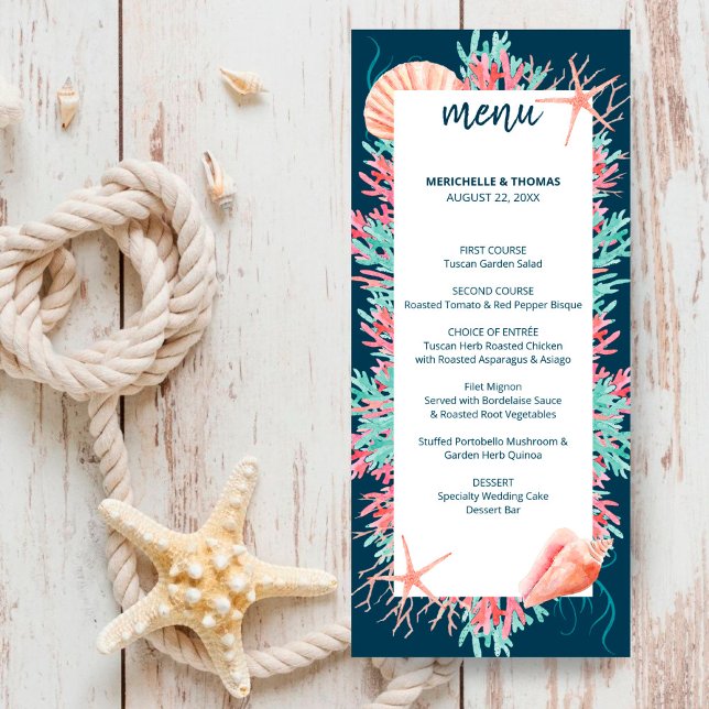 Menú Arrecife de coral tropical | Boda náutica (Subido por el creador)