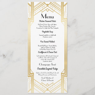 Menú Art déco de los años 20 de la recepción nupcial