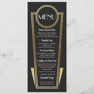 Menú Art déco elegante que casa a la recepción del