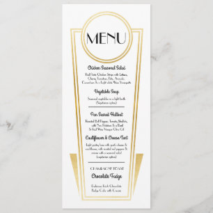 Menú Art déco elegante que casa a la recepción del
