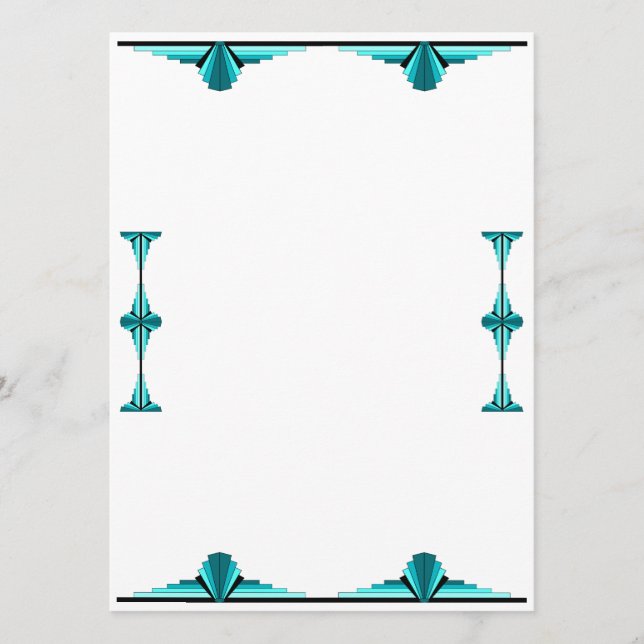 Menú Art deco elements in teal green (Anverso)