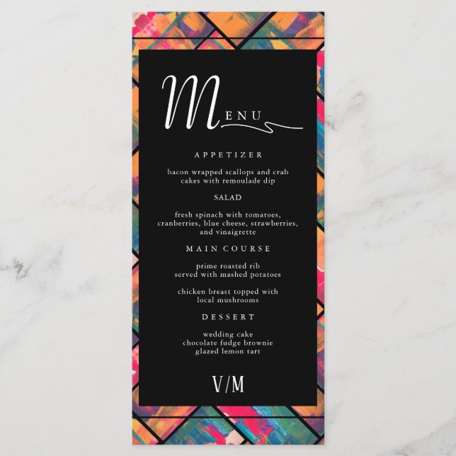 Menú Art Paint Colorful Modern Abstract Boda (Anverso)