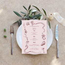 Menú Arte caprichoso retro de garabatos | Boda