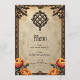 Menú Arte celta y esplendor floral en tonos cálidos.