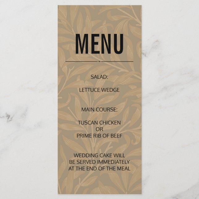 Menú Arte de boda victoriana vintage de 1844 (Anverso)