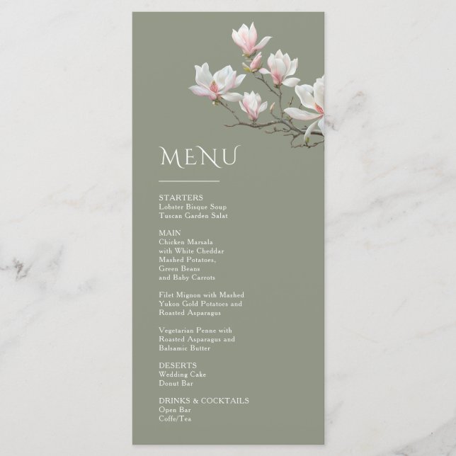 Menú Arte Floral de Magnolia (Anverso)
