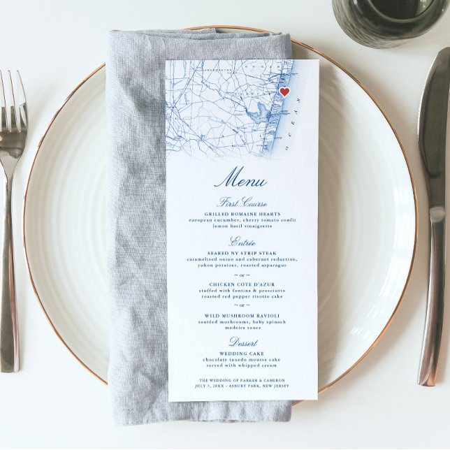 Menú Asbury Park New Jersey Map Boda (This Asbury Park New Jersey menu is perfect for your Jersey Shore destination wedding)