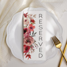 Menú Asientos Reservados Rosas Florales Rubor Rojo