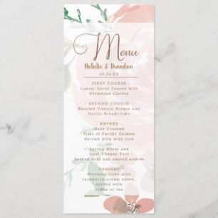 Menú Atractivo Rosa Vintage Dusty Floral Rosa Cena