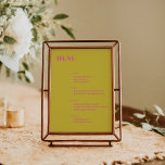 Menú Audaz tipografía rosado amarillo moderno Minimalis<br><div class="desc">Audaz tipografía brillante Boda Minimalista rosa y amarillo moderno</div>