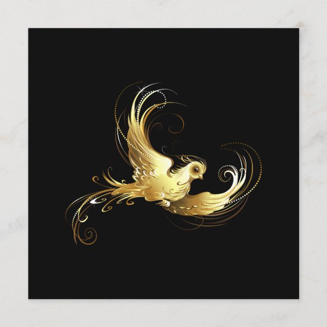 Menú Ave dorada sobre fondo negro (Anverso)