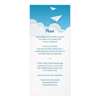 Menú Avión de papel en el cielo alejándose