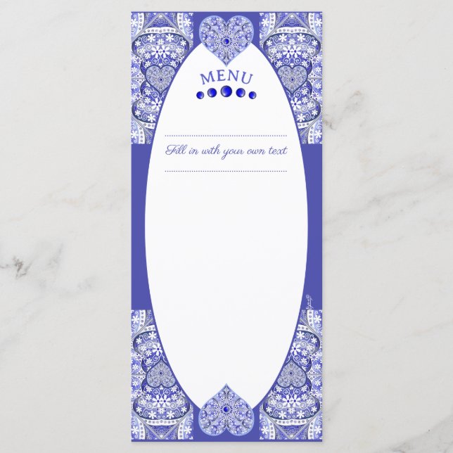 Menú Azul cerámico de Grecia (Anverso)