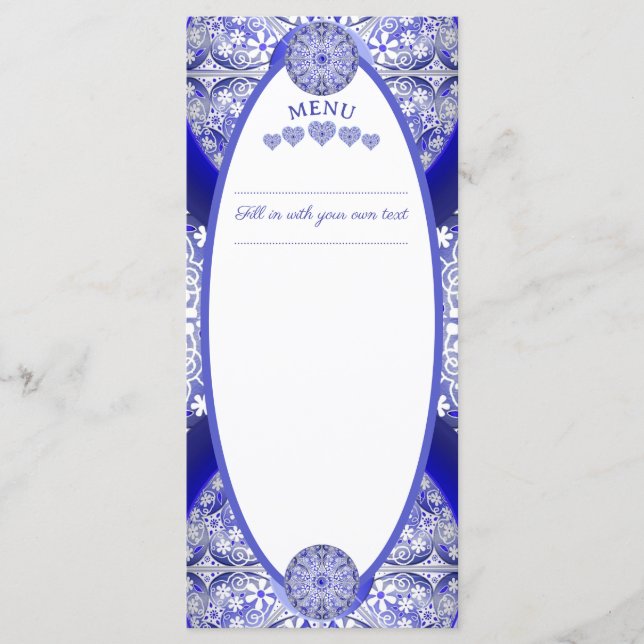 Menú Azul cerámico de Grecia (Anverso)