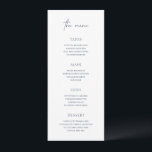 Menú Azul Marino Atemporal Elegante Boda<br><div class="desc">Menú de boda elegante que presenta un estilo clásico con una combinación de tipografía script y fuentes serif tradicionales. Este diseño simple va bien con cualquier estilo de boda.</div>