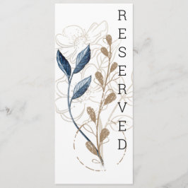 Menú Azul Oro Moderno Floral Elegante Rótulo Silla