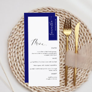 Menú Azul Real, Personalizado con el nombre del invitad