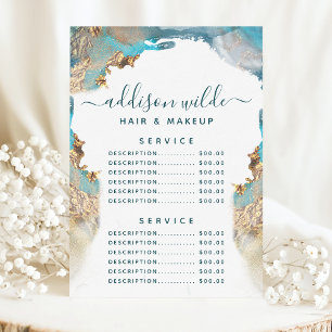 Menú Azul Y Oro Arte Moderno Precio De Servicio De Tint