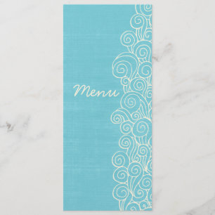 Menú azul y poner crema del mar de boda de la cena