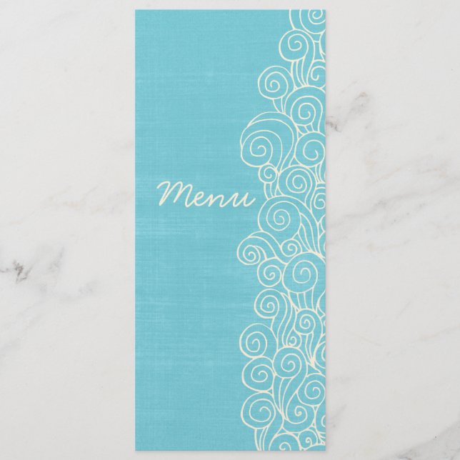 Menú azul y poner crema del mar de boda de la cena (Anverso)