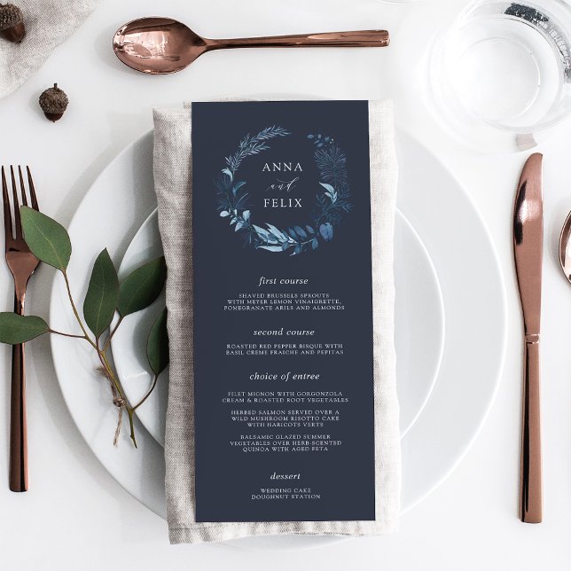 Menú Azure de invierno | Boda Botánico Azul (Subido por el creador)