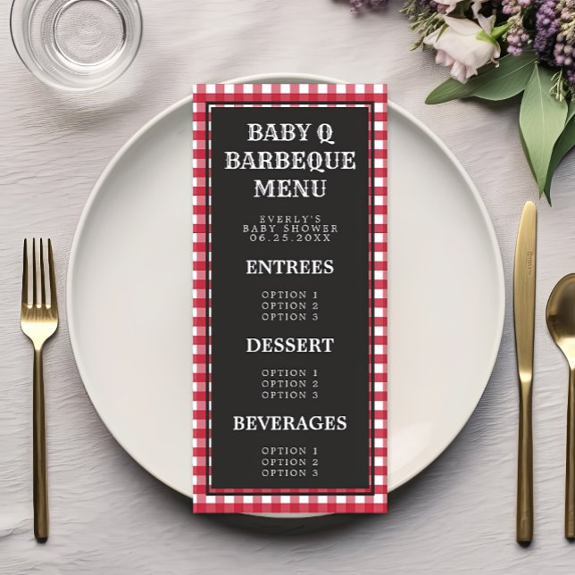 Menú Baby Q Fiesta de Bebé de Cuadro de Gingham Rojo (Subido por el creador)
