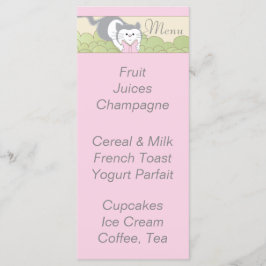 Menú Baby Shower "Biblioteca de gatos rosados"