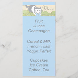 Menú Baby Shower "Blue Cat Library"