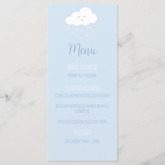 Menú Baby Shower Blue Cloud Boy