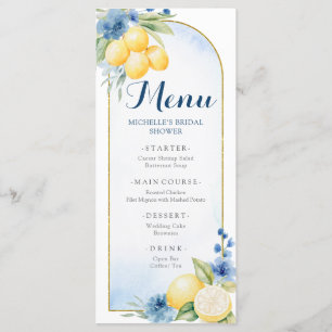 Menú Baby Shower Blue Floral Lemon Main Squeeze