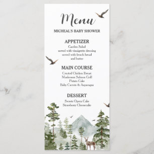 Menú Baby Shower Boy Pine Tree Forest