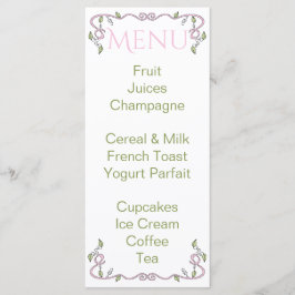 Menú Baby Shower "Castillo en el cielo/rosa"