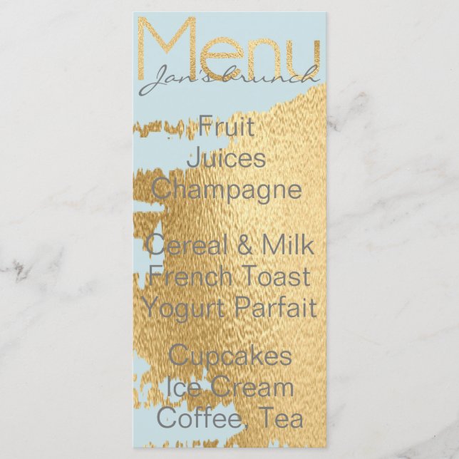 Menú Baby Shower "Classic Gold/Blue" (Anverso)