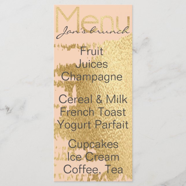 Menú Baby Shower "Classic Gold/Pink" (Anverso)