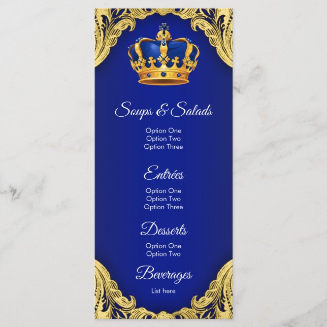 Menú Baby Shower de Prince (Anverso)