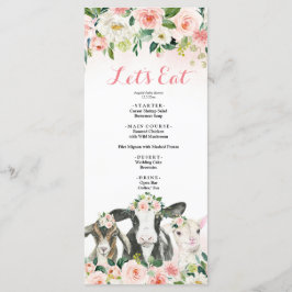 Menú Baby Shower del Chica Floral Animal de la Gra