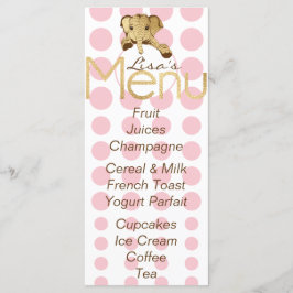 Menú Baby Shower Elephant Gold Pink