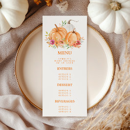 Menú Baby Shower Floral de Calabaza de Otoño