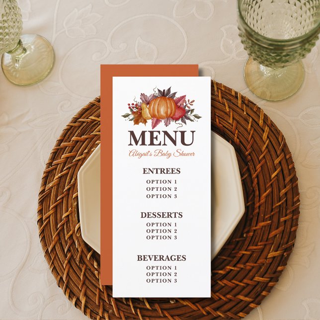 Menú Baby Shower floral de calabaza de otoño (Subido por el creador)