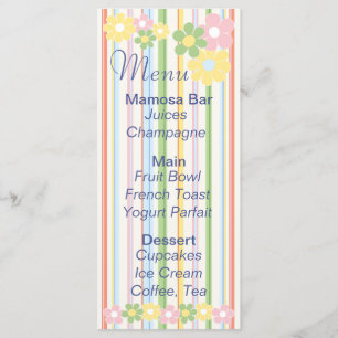 Menú Baby Shower "Flores y rayas"