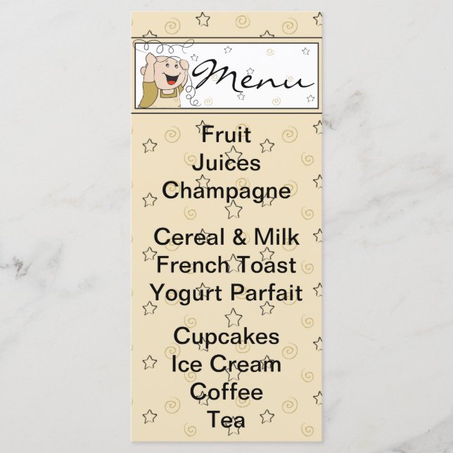 Menú Baby Shower "Gold Black Stars Baby" (Anverso)