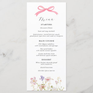 Menú Baby Shower Pink Wildflower Bow