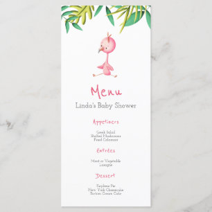 Menú Baby Shower Tropical Summer Pink Flamingo